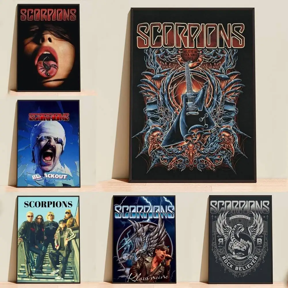Heavy Metal S-Scorpions Band Poster Self-adhesive Waterproof Paper Sticker Coffee House Bar Room Wall Decor