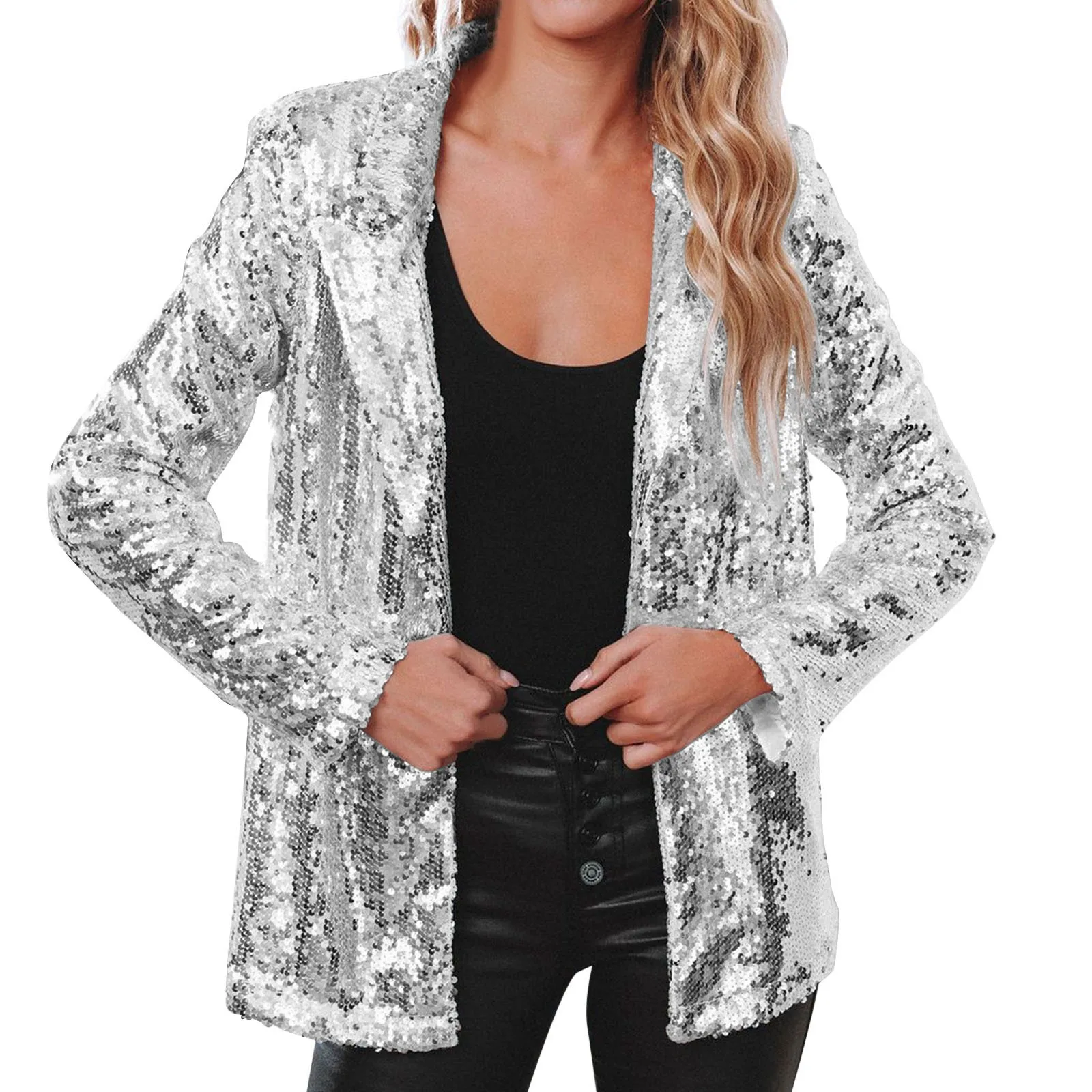 Fashion Casual Top 2025 Spring and Autumn Casual Bead Top Multi-color Sequin Long Sleeved Temperament Suit Jacket