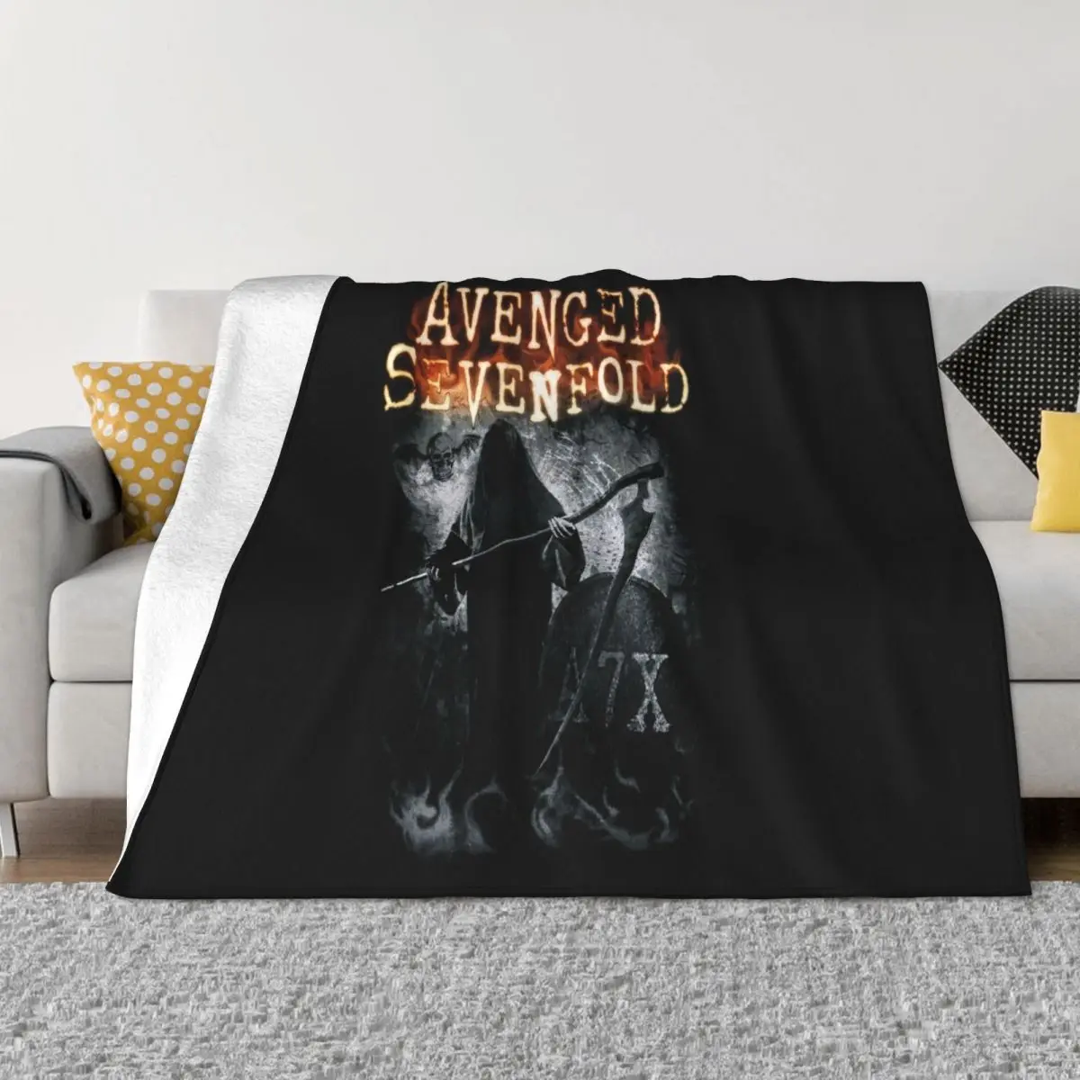 New Nwt Retain Seven Times A7X Grim Reaper Mens Big Size Heavy Metal Swag Rap Throw Blanket