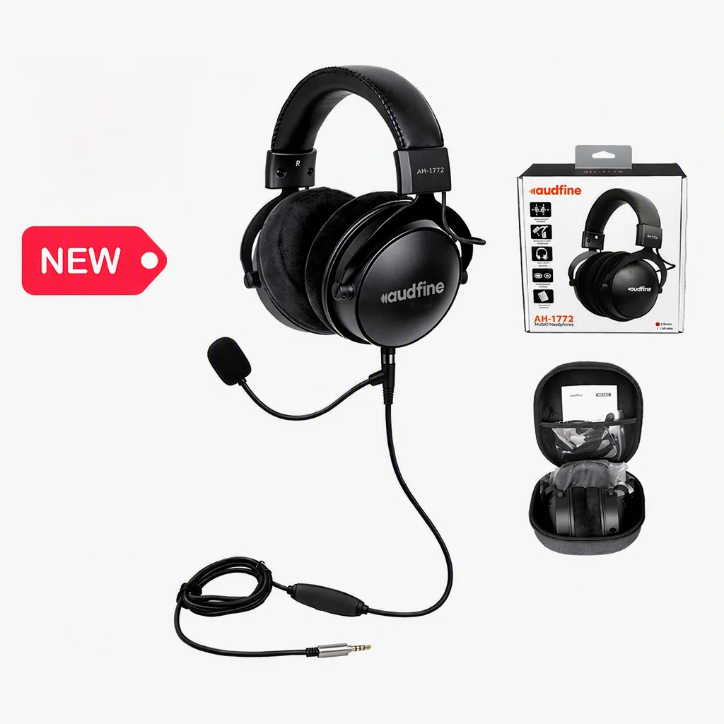 Audfine AH1772 Gaming Headset with Mic 50mm Neodymium Drivers Noise Isolating Over Ear Wired Headphones for Gaming PC