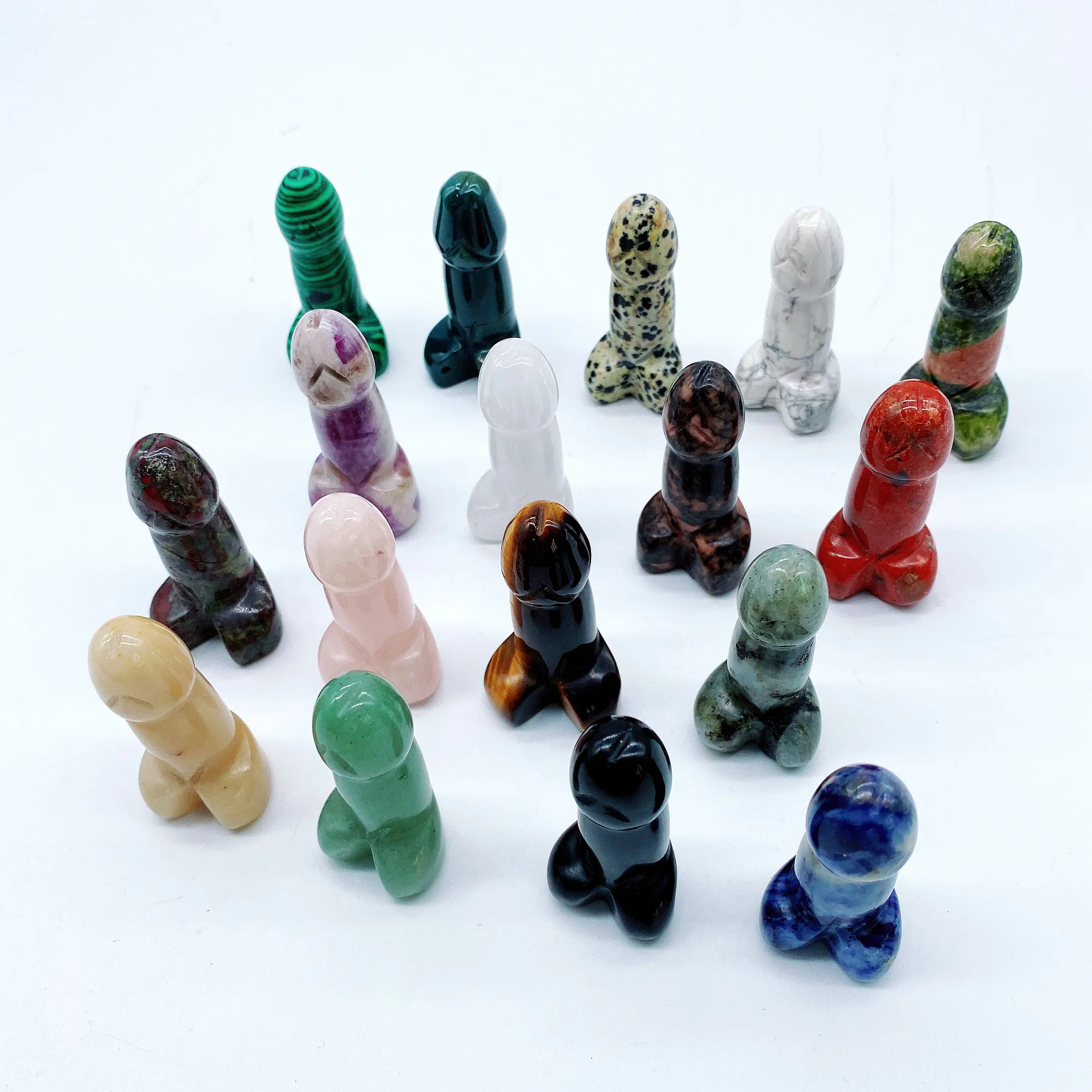 

1pc Natural Mixed material Energy Reiki stone penis carving decoration Crystal Quartz Healing High Quality Gemstone For Gift