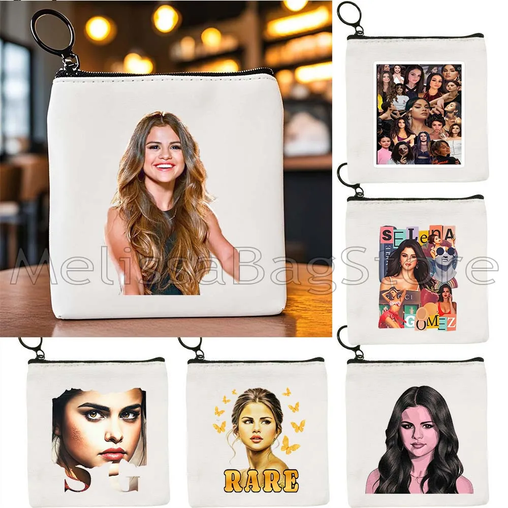 Beautiful Selena Rare Portrait Cute Music Singer Poster Fan Gifts Canvas Coin Purse Bag Small Key Storage Card Bag Wallet Pouch