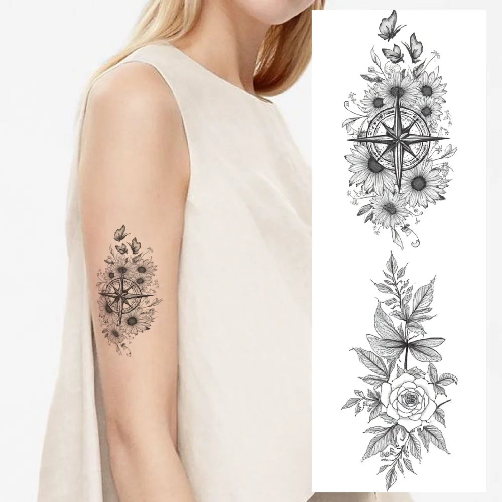 

9pcs Temporary Tattoo Temporary Tattoo Stickers Daisy Leafy Branch Lily For Arms Adults Ladies