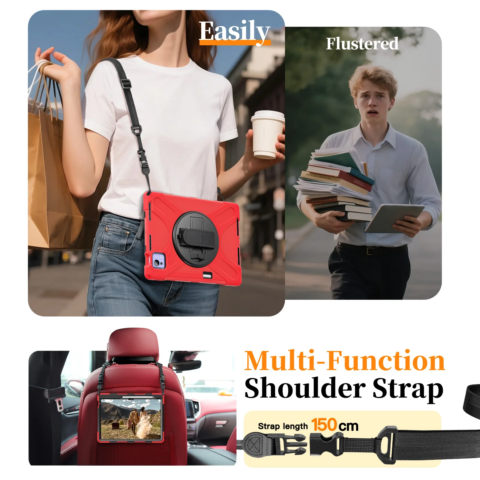 حافظة متينة لهاتف Xiaomi Pad 7 Ultra 2025 14.0 بوصة 360 درجة غطاء عالي التحمل مع حزام اليد والكتف 3 طبقات