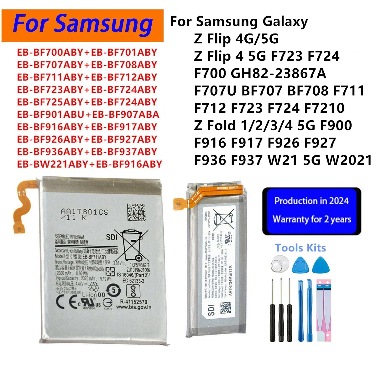 

Brand New Battery For Samsung Galaxy W21 Z Flip 3 4 5G 4G Z Fold 1 2 3 4 F711 F712 F724 F916 F917 F926 F927 F936 F937 Phone