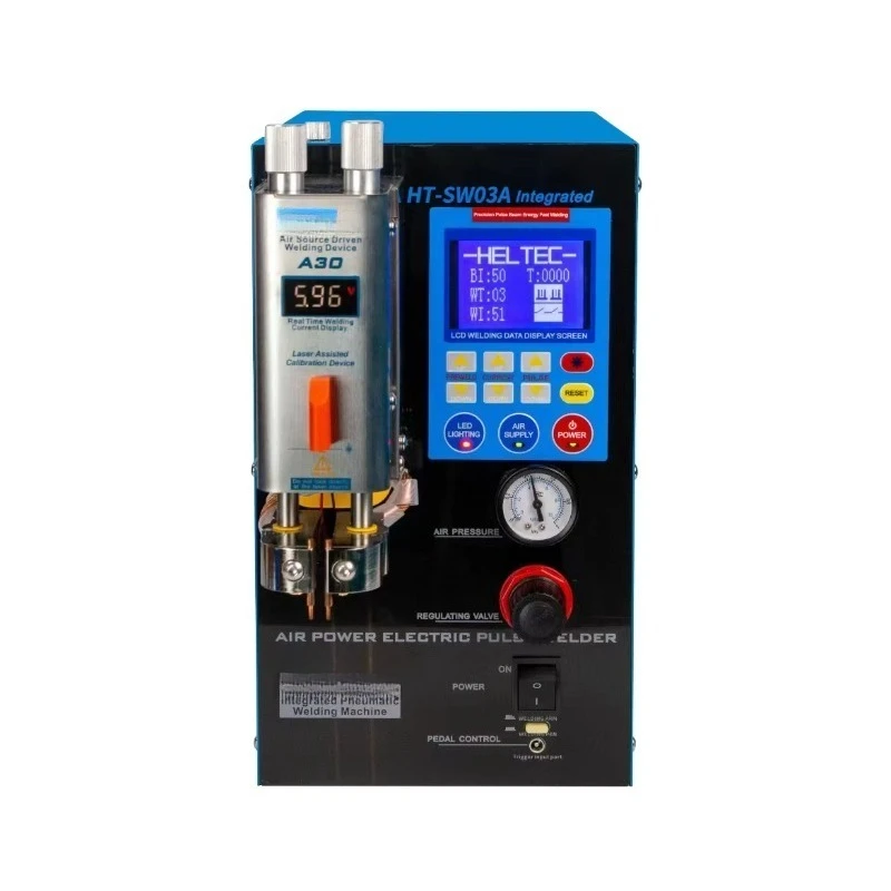 

Pneumatic 6KW 1200A Spot Welding Machine With Built-In Air Compressor HT-SW03A Welding Point Battery Cell Welding Machine