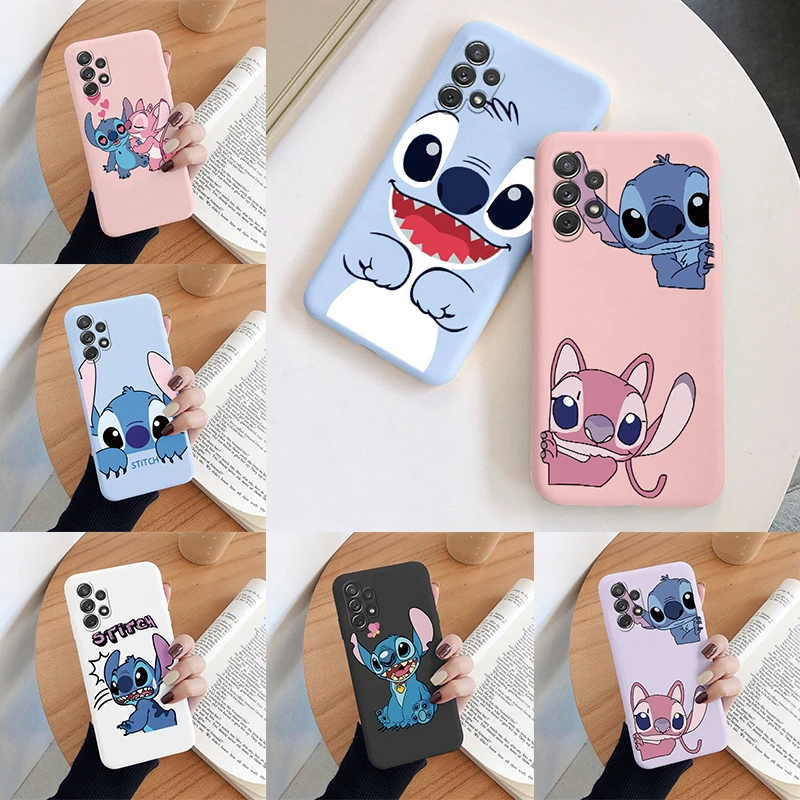 For Samsung Galaxy A32 4G A 32 5G Camera Protect Soft Cover Silicone Cartoon Lilo Stitch Phone Case Funda For Samsung A32 Coque