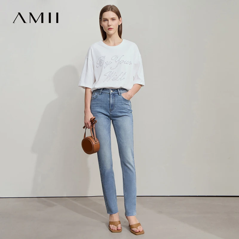 Amii Minimalist New Summer Denim Long Pants Women Trousers Lady Elegant Pencil Casual Slim Fit Pants Cotton Jeans 12552004 - Image 2