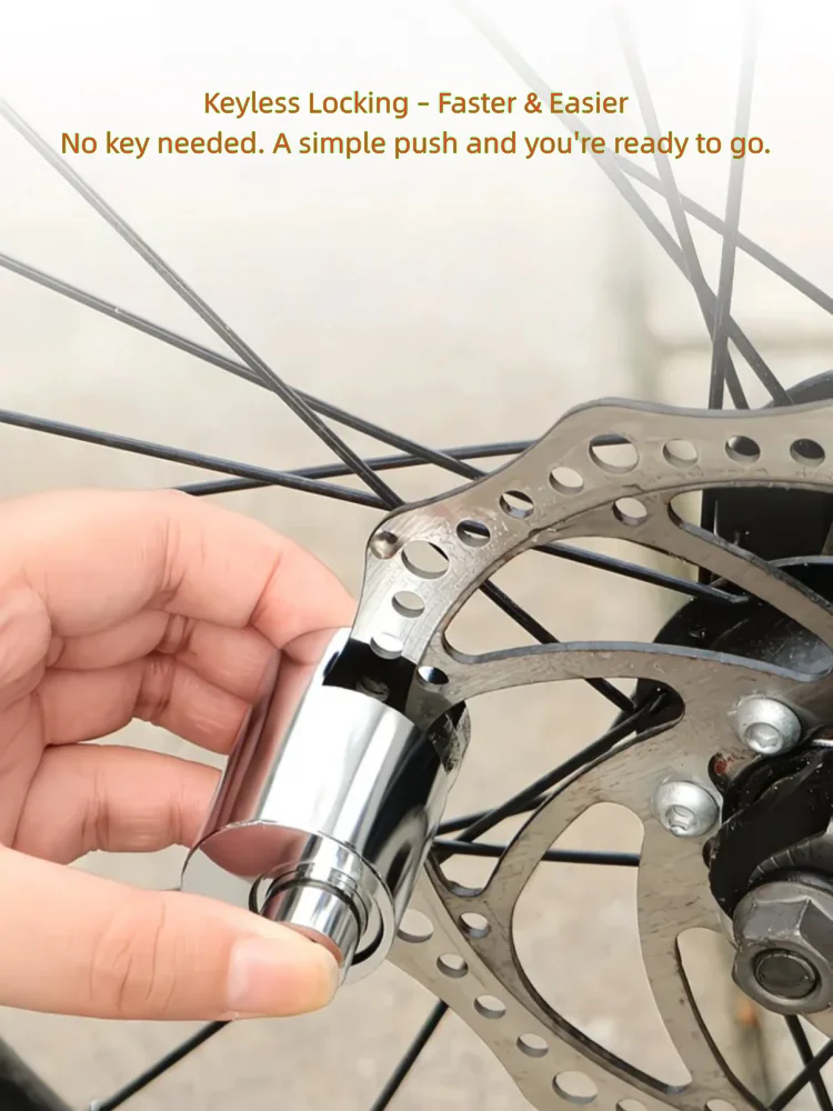 AliExpress NONE Upgraded Cylindrical Disc Brake Lock - Keyless One-Button Locking for Motorcycle & Bicycle - Made of Alloy