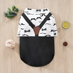 Mustache Pattern Gentleman Style Pet Dog Clothes Wedding Shirts Dog Cat Bow Tie Shirt Apparel Puppy Clothes for Small Medium Pet