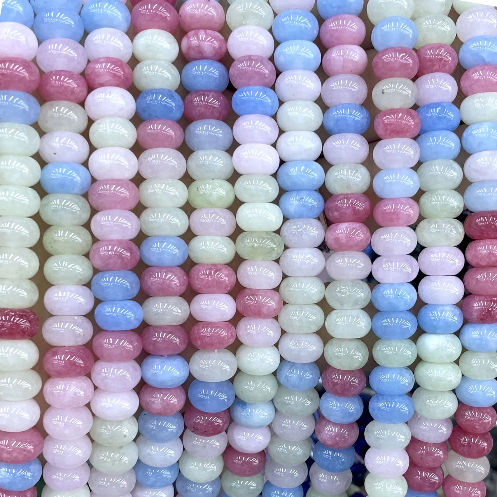 Natural Stone Morganite Angelite Aquamarines Tourmaline Chalcedony Rondelle Spacer Beads For Jewelry Making DIY Bracelet Earring