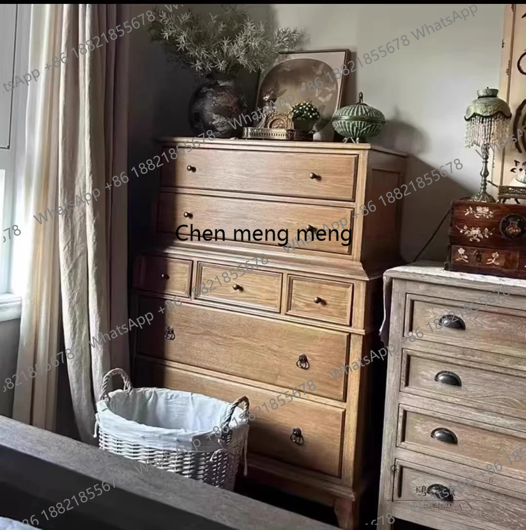 

American retro chest of drawers French medieval bedroom bedside high chest of drawers B & B display storage side cabinet