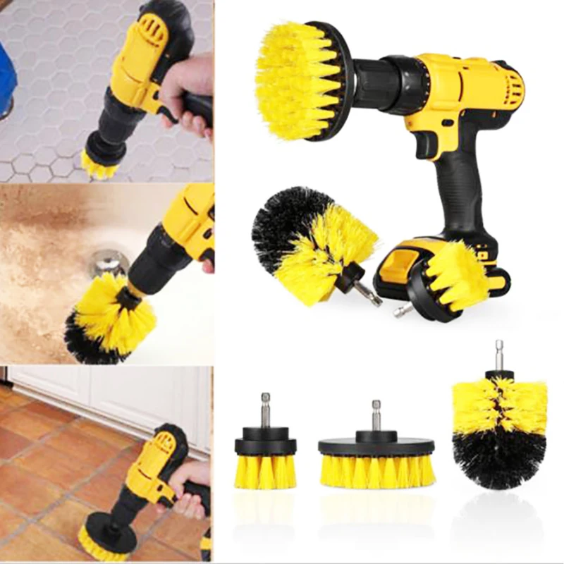 Drill Brush Attachment Set Power Scrubber Wash Cleaning Brushes Tool Kit with Extension for Clean Car Wheel Tire Glass windows