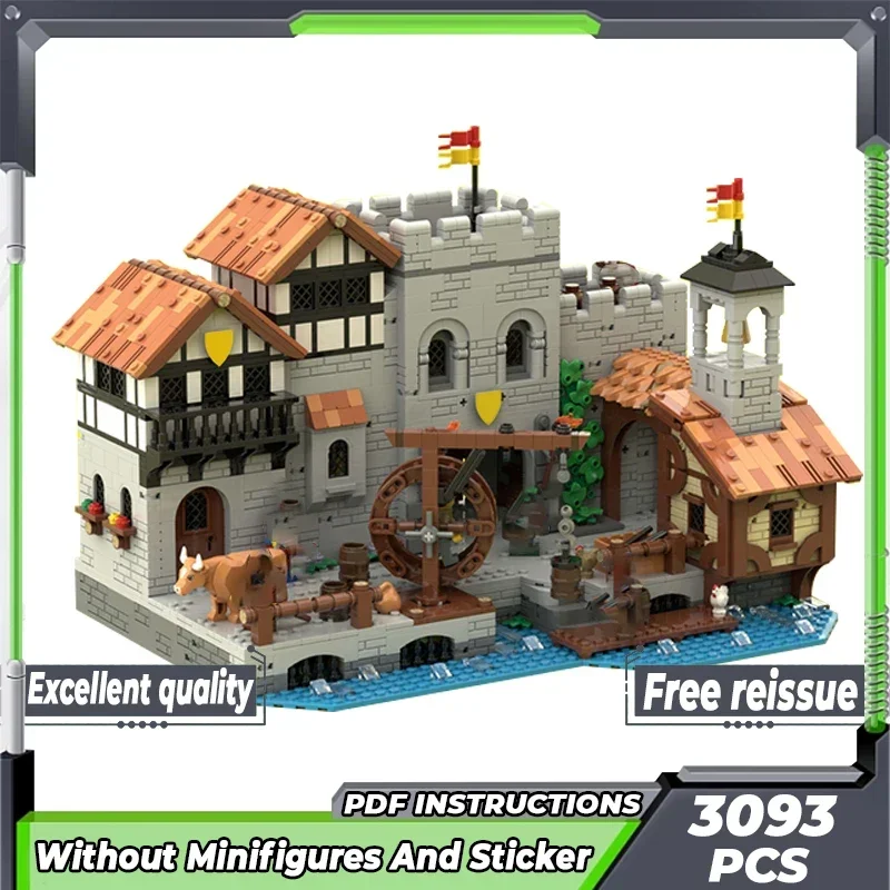 Castillo Medieval modelo Moc, ladrillos de construcción, tecnología del puerto del Caballeros León, bloques modulares, regalos, juguetes de Navidad, conjuntos DIY de montaje