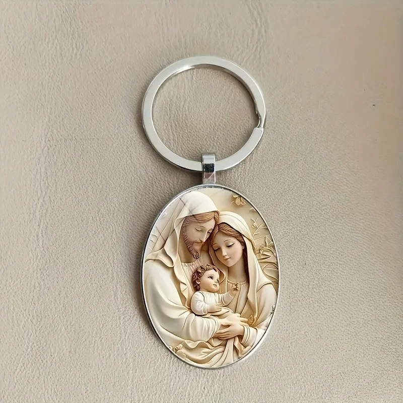 1 шт., брелок из сплава в стиле ретро Девы Марии-кулон с драгоценными камнями в религиозном времени, подходит для ключей от машины и подвески на рюкзак, подарок