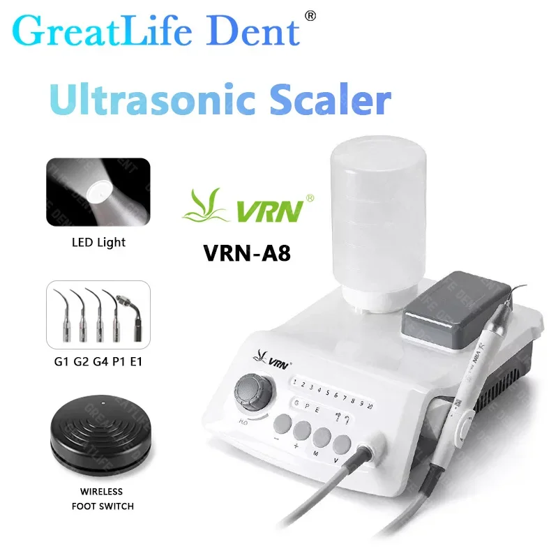 GreatLife Dent 무선 초음파 스케일러(LED 분리형 핸드피스 포함) 무선 풋 스위치 제어 Endo Endodontics 장비