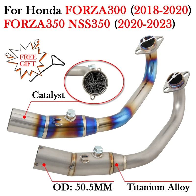 

Titanium Alloy For HONDA FORZA300 FORZA350 NSS350 2018 - 2023 Motorcycle Exhaust Modify 51MM Muffler Escape Moto Front Link Pipe