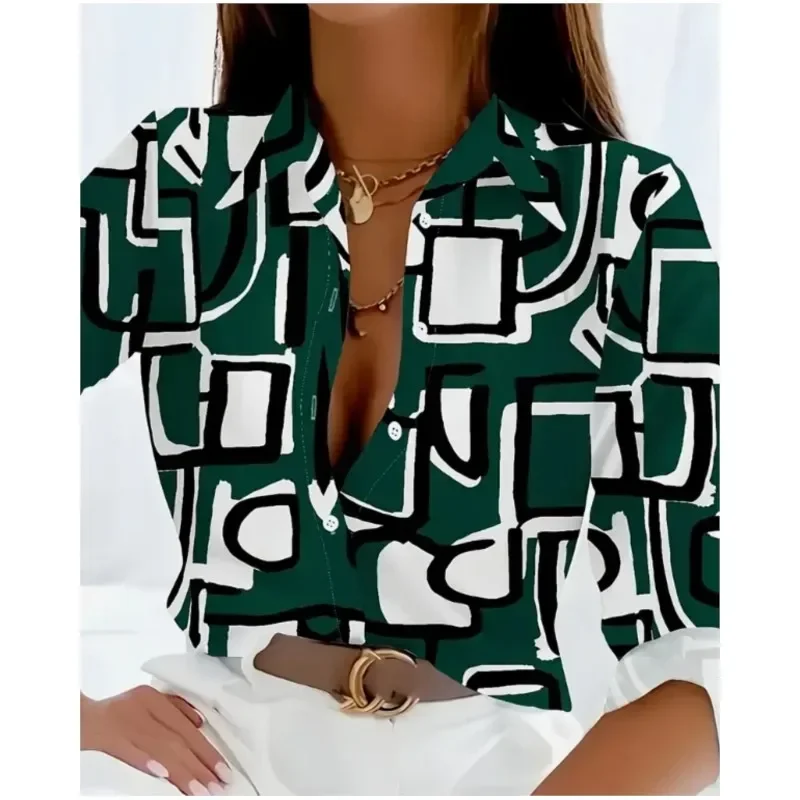 

Fashion Multi-color geometry 3D Print Women Long Sleeve Shirts Autumn New Holiday Casual Ladies Blouse Tops Women's Clothing