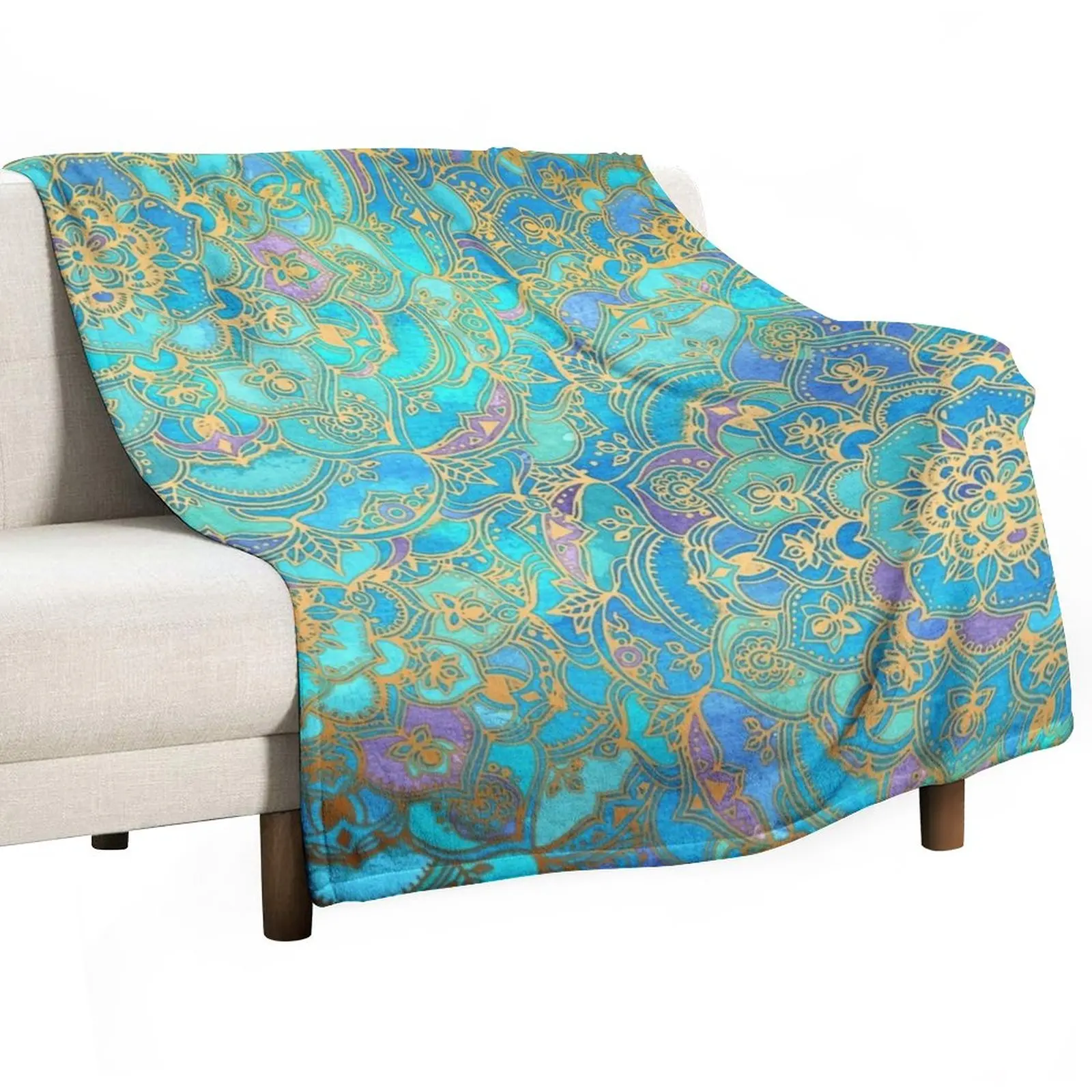 

Sapphire & Jade Stained Glass Mandalas Throw Blanket Stuffeds Moving Personalized Gift Blankets