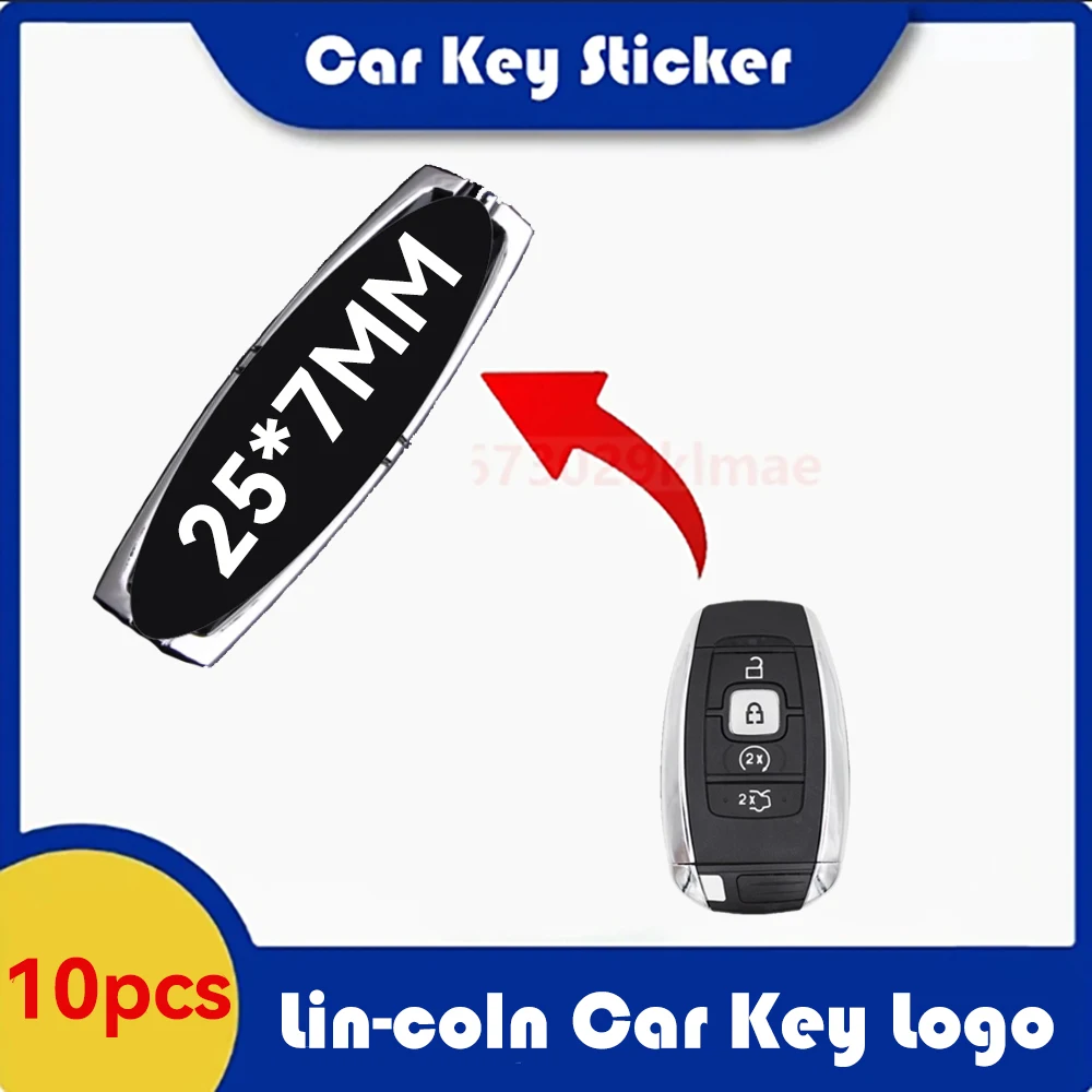 10 buah/lot 25x7mm kunci mobil Logo stiker pengganti untuk Lincoln Navigator MKX penerbangan petualang cangkang kunci Remote Control