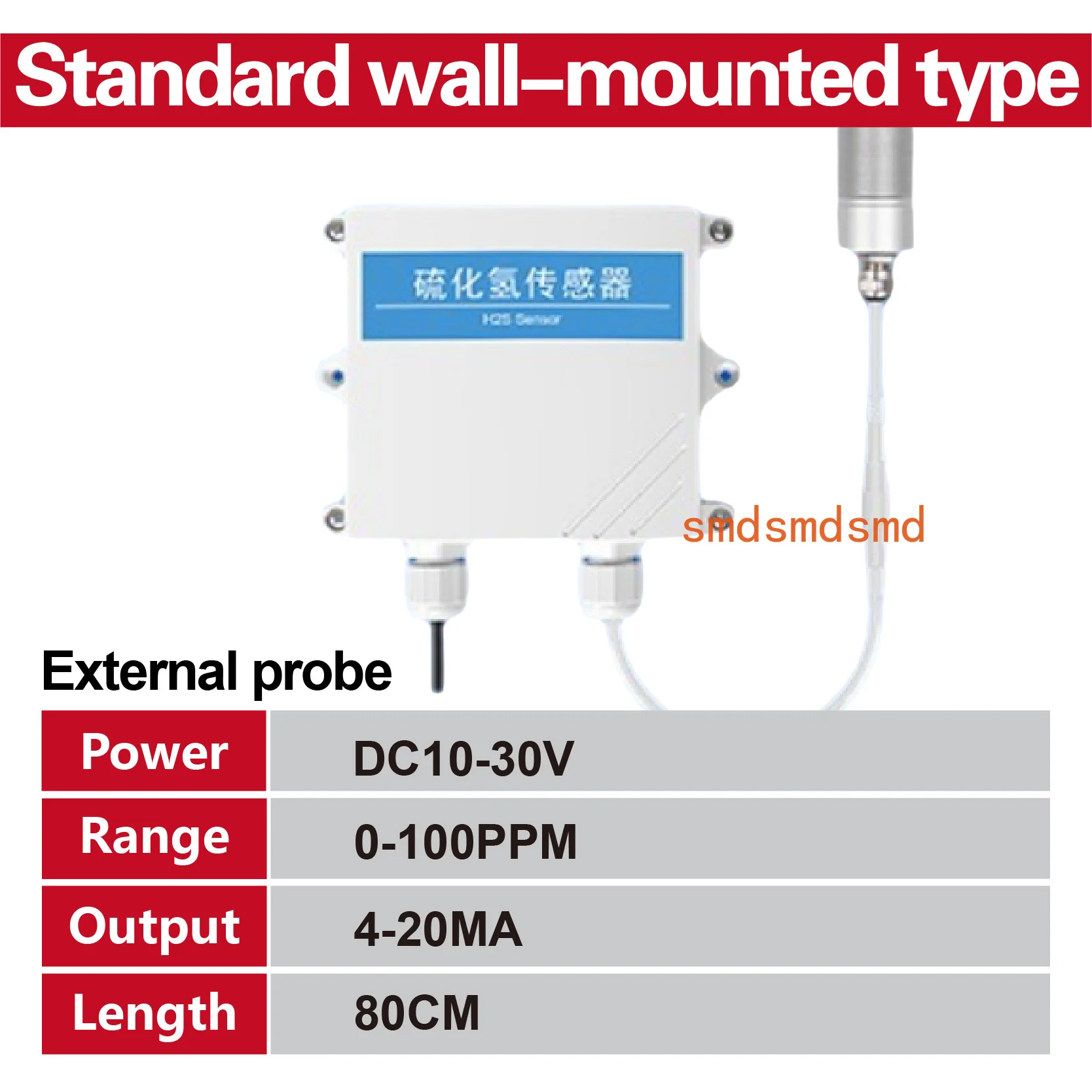 

Wall-mounted H2S Sensor Hydrogen Sulfide Gas Detector RS485 Analog Transmitter Odor Concentration Monitor for Public Restroom