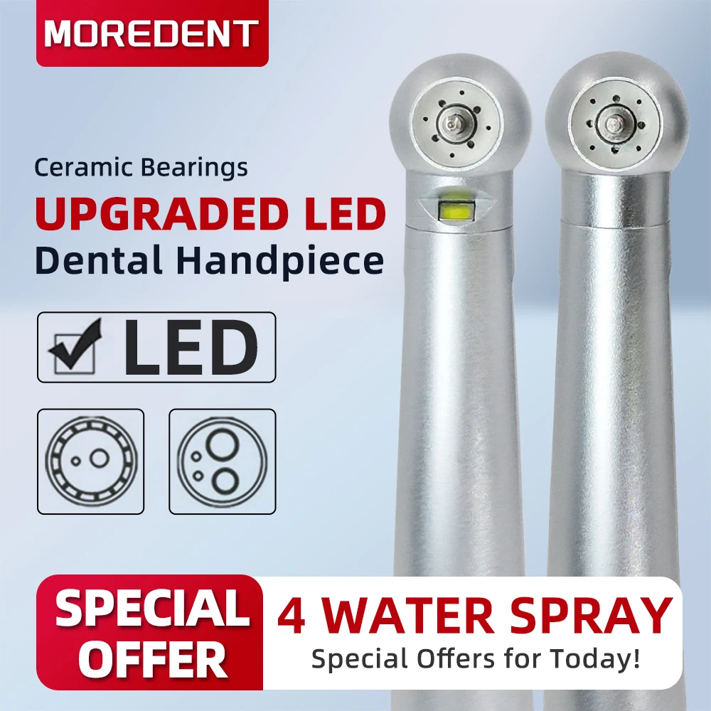 Dental upgraded LED High Speed Handpiece 2/4 Holes Standard Head Air Turbine 4 Water Spray Ceramic Bearing Dentist Tips