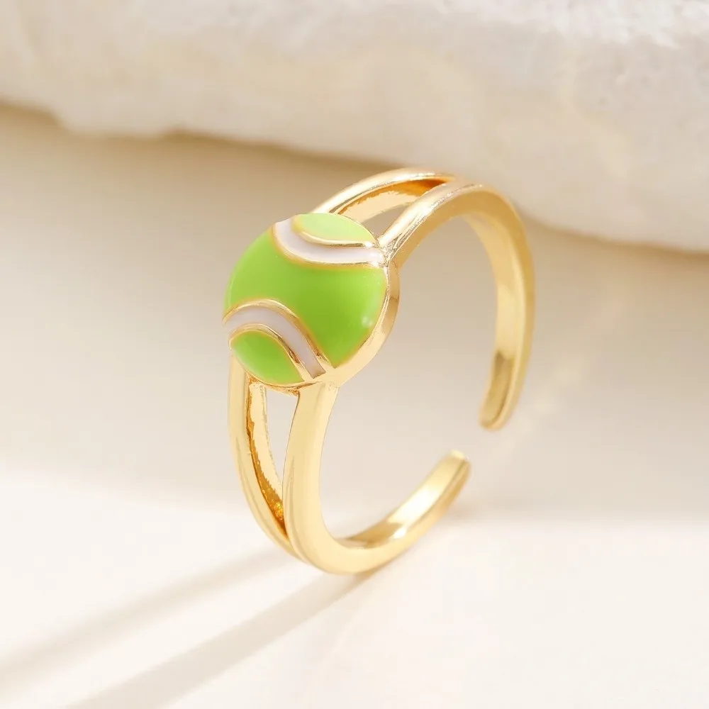 Colourful Adjustable Finger Ring Copper Dopamine Football Ear Clips Vintage Spherical Shape Sports Balls Shaped Open Rings