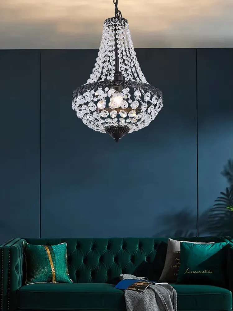

Crystal Chandelier Light Iron Art Restaurant Living Room Bar Dining Room Table Lamp Pendant Lamp Bedroom Crystal Hanging Lamp