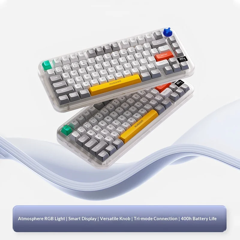 AUSDOM K75 PRO Wireless Bluetooth Keyboard Tri-mode Game Office Silent Mechanical Keyboard Smart Screen Windows iOS Mac Android