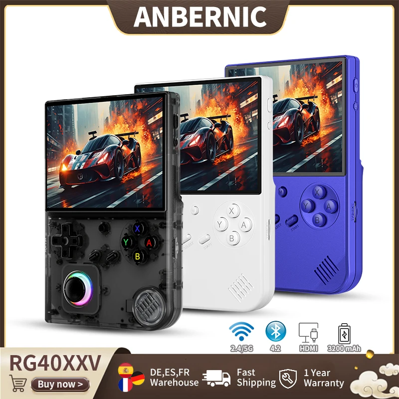Anbernic – Console de jeu portable rétro RG40XXV, écran IPS de 4 pouces, Joystick Linux RGB, lecteur vidéo, prend en charge le Streaming WIFI 5G, sortie HD