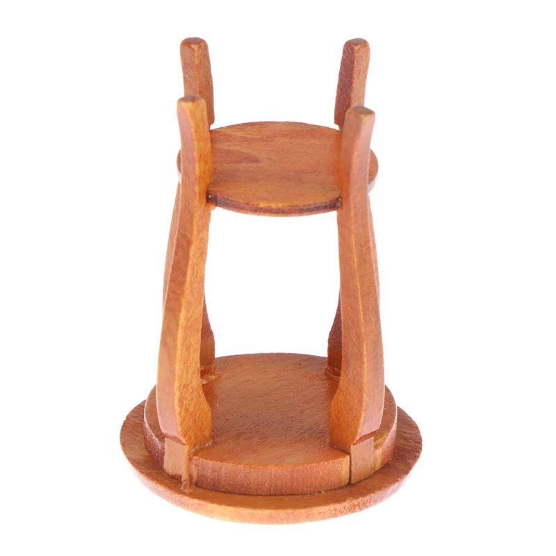 1Pcs 1/12 Simulation Wooden Stool Living Room Toy Doll House Accessories Mini Dollhouse Furniture Miniature Kids Toy