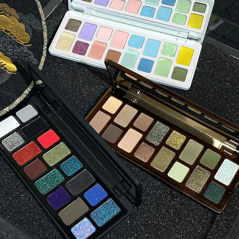 Paleta de sombra de ojos de 16 colores profesional de larga duración nacarado brillante rosa azul verde paleta de sombra de ojos brillo maquillaje de mujer