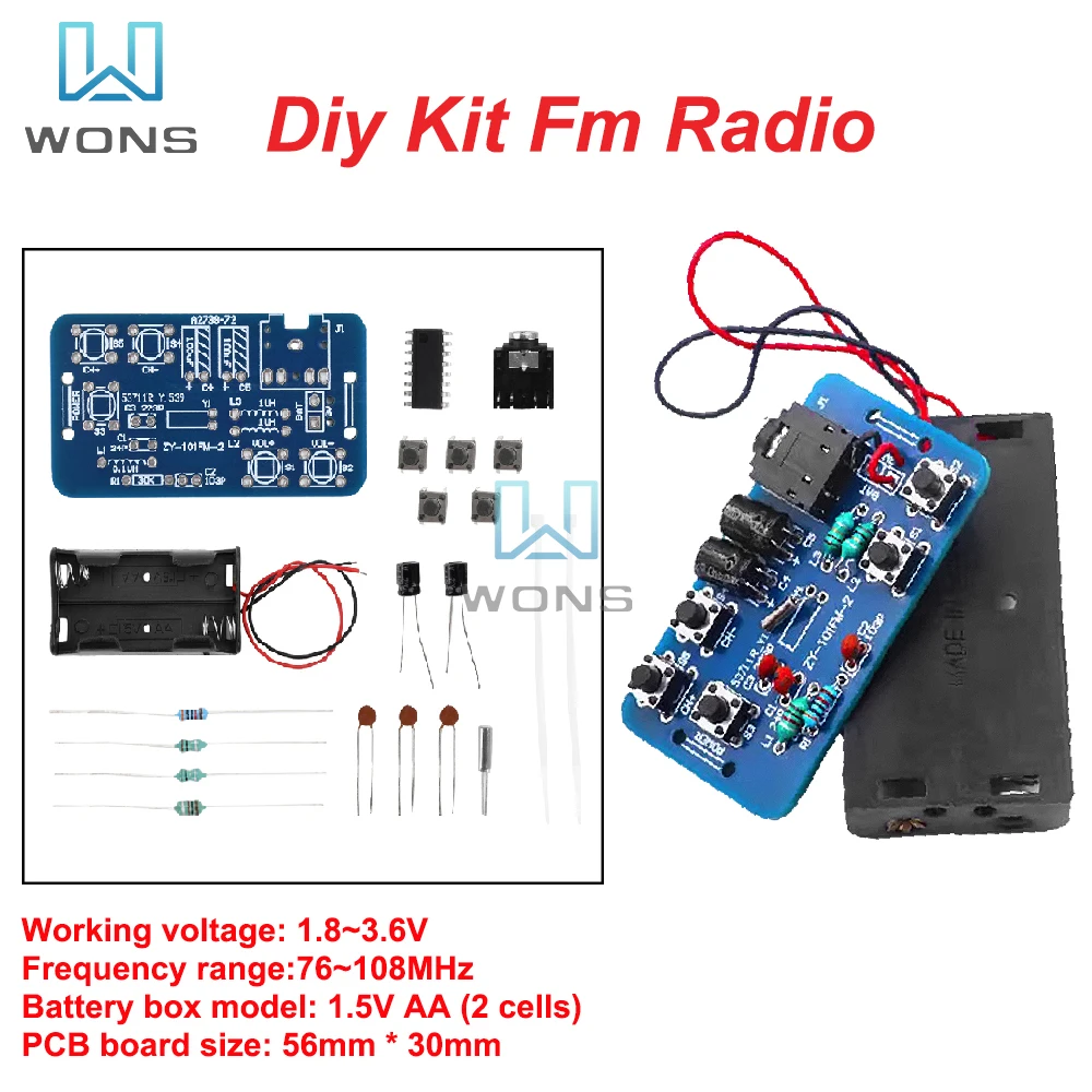 FM Stereo Radio Receiver Module DIY Kit Adjustable 76-108MHz Wireless Receiver DIY Electronic Production Training Welding Tools