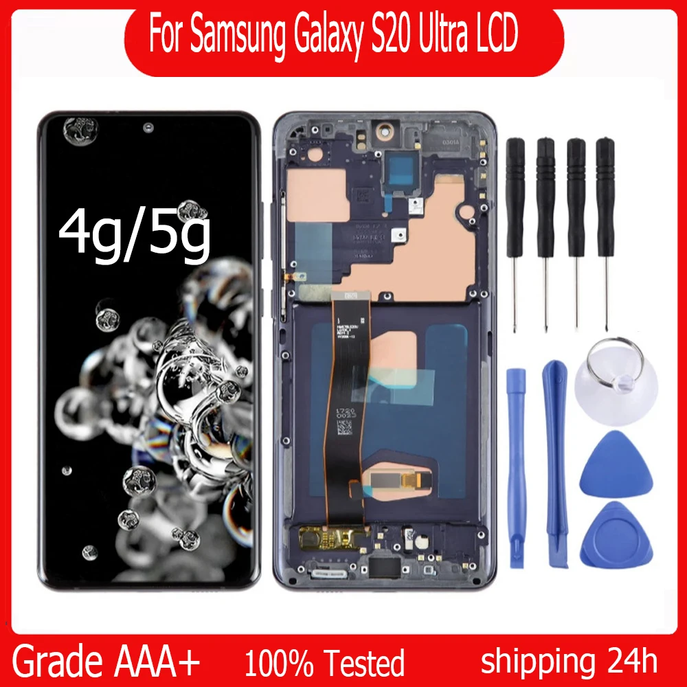 

OLED For Samsung Galaxy S20 Ultra LCD G988F G988B/DS with Frame Display Touch Screen Digitizer For Samsung s20Ultra replacement