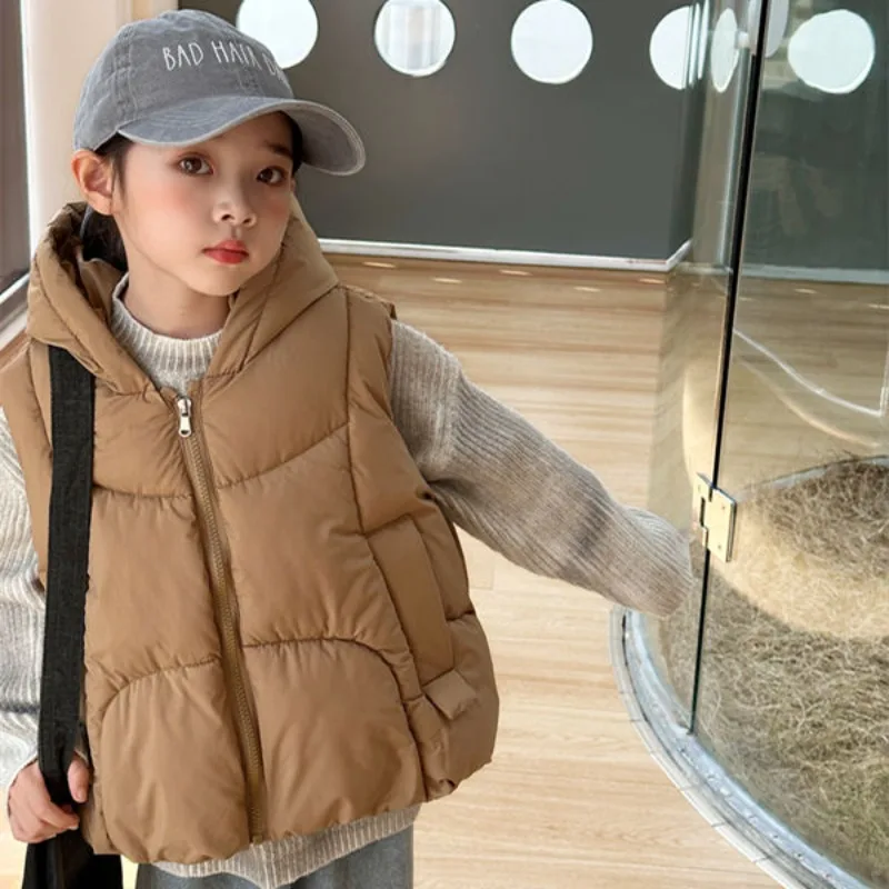 

Осенне-зимний детский утепленный хлопковый жилет с капюшоном, двусторонняя утепленная куртка для малышей для мальчиков и девочек 3-8 лет, повседневная верхняя одежда