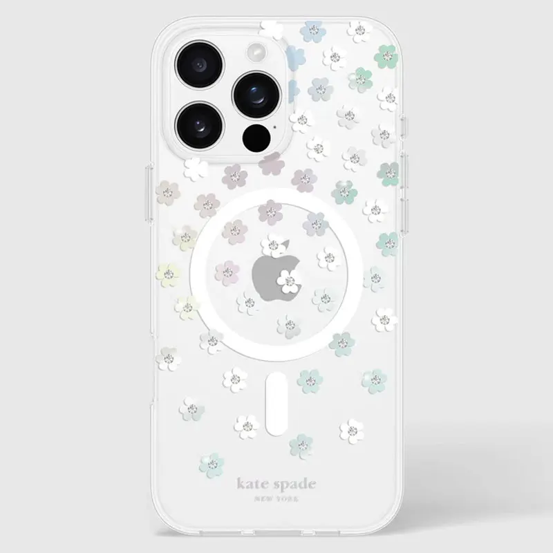 シンプルな Y2K ホワイトグリーンの花磁気電話ケース Iphone 16 15 プロマックス 12 13 ミニ 14 11 プロプラス透明高級カバー