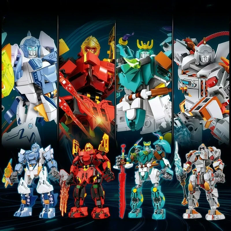 Building Block Spirit Warrior Steel Armor Assembly Model Display Figure Anime Cartoon Toy Holiday Gift Decorative Collectible