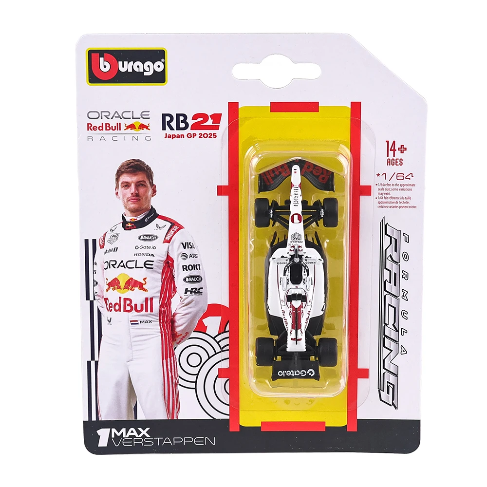 Bburago 1:64 F1 2025 Red Bull Racing RB21 Japan-Station # 1 Verstappen # 22 Yuki Alloy Luxus-Druckguss-Automodell-Spielzeugserie