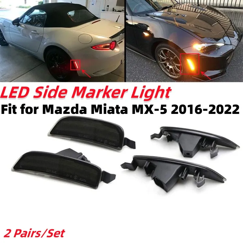 

2 Pairs/set LED Side Marker Lamps Amber+Red LED Fender Side Marker Light (Front+Rear）Fit for Mazda Miata MX-5 2016-2022