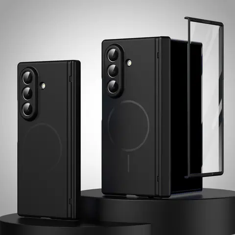 Magnetic Folding Phone Case, Suitable for Samsung Galaxy Z Fold 7 Z Fold6 Z Fold5 Z Fold4 Z Fold3, Integrated Case and Film, Anti-Drop Protective Cover, Smooth Feel, Supports Wireless Charging