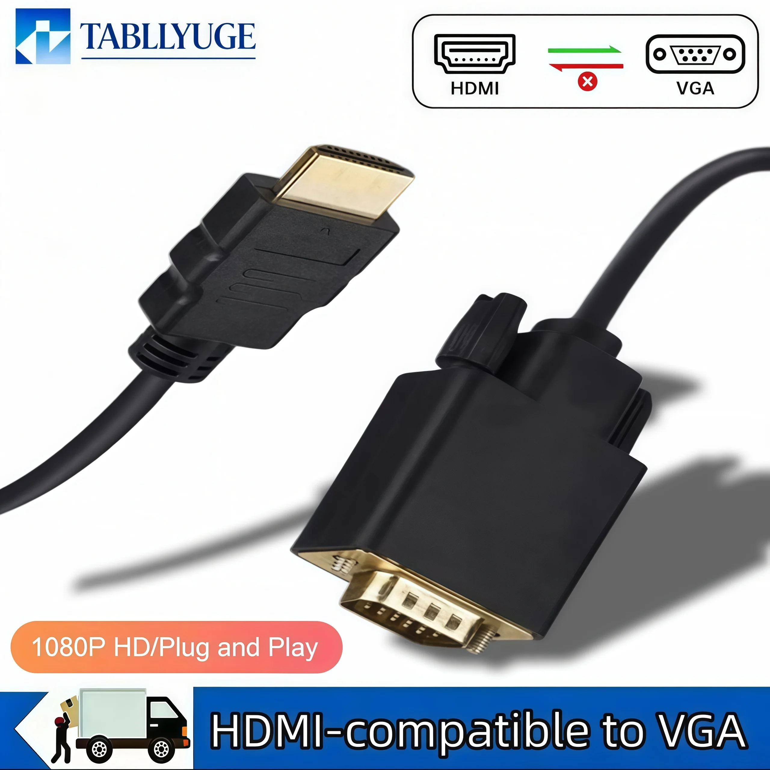 HDMI to VGA Adapter Compatible 1080P HD TV Male to VGA Male Converter Suitable for Computers Monitors  Projectors PS3 Xbox360