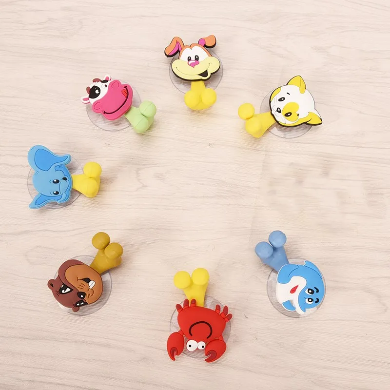 1PC Multifunctional Cute Cartoon Animal Suction Cup Toothbrush Holder Hooks Bathroom Accessories Wall Suction Holder Tool