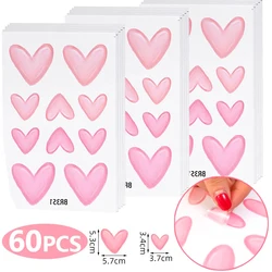 60pcs=6 Sheets Pink Heart Wall Stickers Big Small Hearts Art Wall Decals for Children Baby Girls Room Nursery Wallpapers Decor