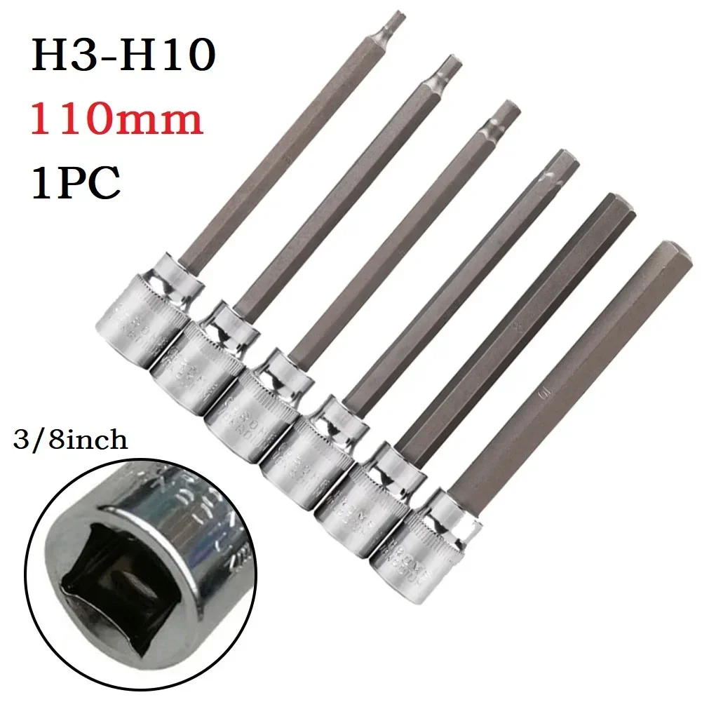 1pc 3/8 Inch Drive Wrench Socket Adapter Hex Screwdriver Bit Sockets Hand Tool Socket Joint Hexagonal Screwdriver H3-H10