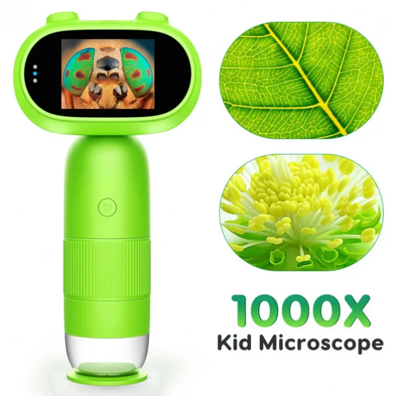 

Kids Digital Microscope Handheld Microscope with 2inch IPS Screen 1000X Portable Pocket Microscope for Kids Adults PC View(CM4)