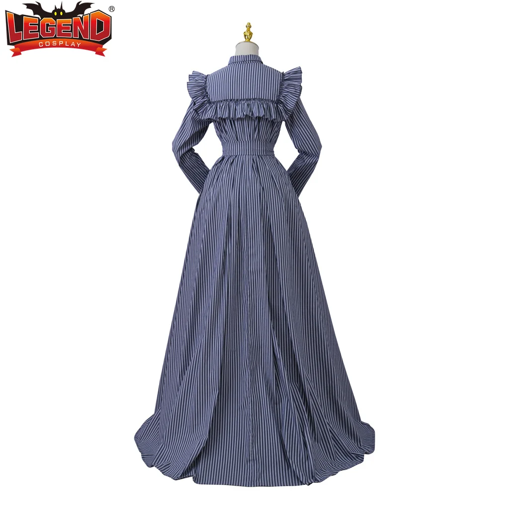 Black and Blue Stripe Vintage Regency Dress Walking Dress Period Costume Victorian Edwardian Tea Party Dress Ball Gown for Women
