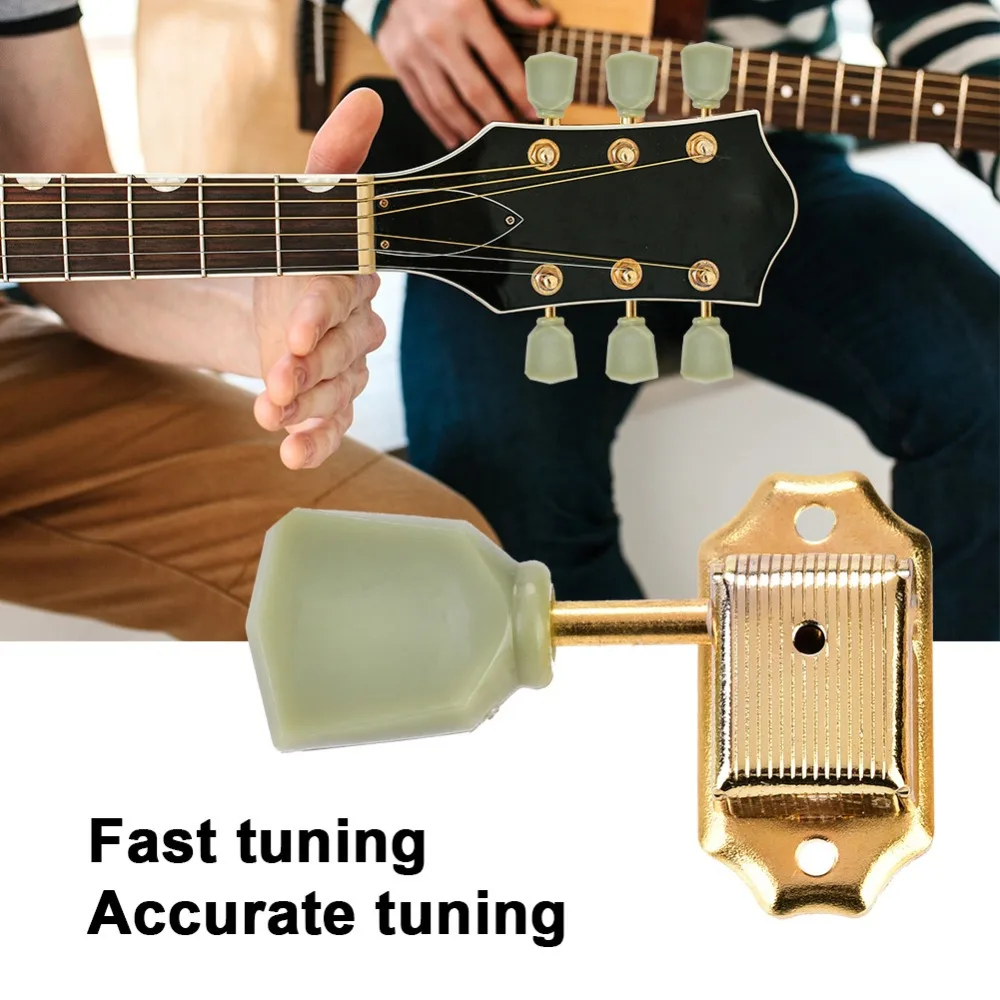 Fashion Metal And Plastic Guitar Tuning Pegs 3L3R Configuration Gold + Jade Color Tuning Keys Guitar Tuners For Guitar