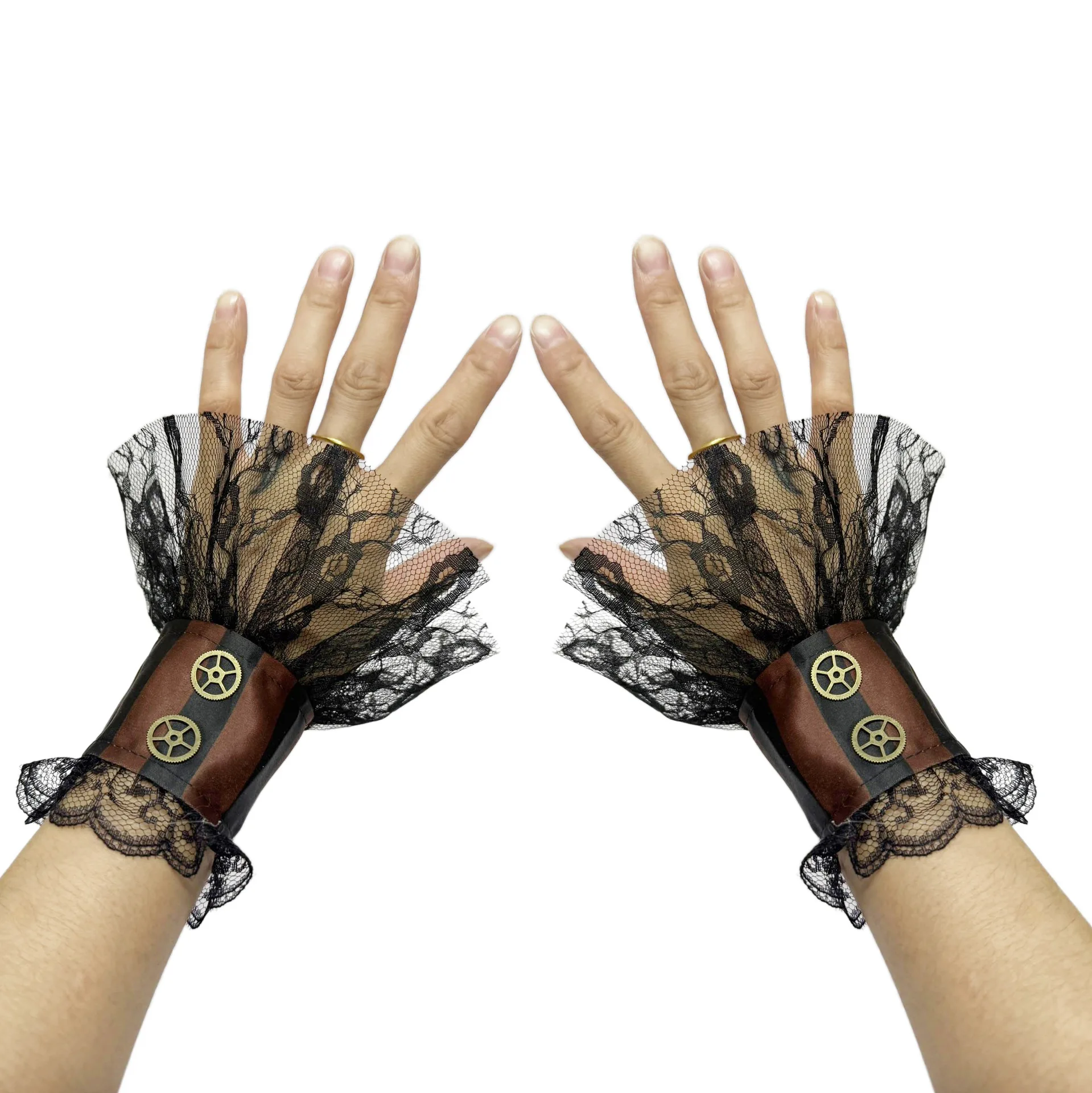 Gothic Style Personalised Mesh Half-sleeve Wristbands Holiday Performance Costume Accessories Gloves Sleeve Decoration