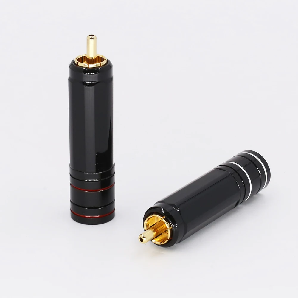Hi-End 24K Gold-Plated RCA Solder Plugs, Audiocrast 2/4Pcs Self-Locking Connectors for Home Theater Studio Amp
