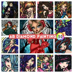 AB Drill Diamond Painting Set Cartoon Princess Girl Zipper Bag Manual Cross Embroidery Set Velvet Canvas Home Decoration Art